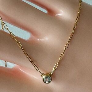 Sterling Silver 925 Gold plated CZ Blue Stone Link Necklace Very Delicate India